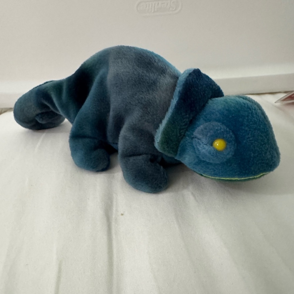 Ty Beanie Baby Colorful Blue Chameleon Rainbow Plush Vintage 1997